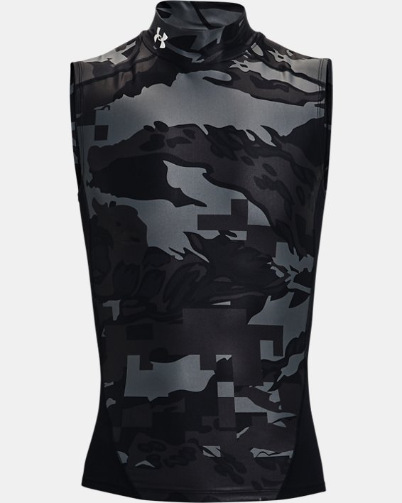 Men's UA Iso-Chill Compression Mock Printed Sleeveless, Black, pdpMainDesktop image number 4